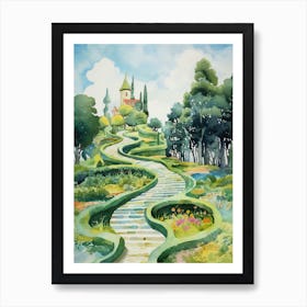 Garden Of Cosmic Speculation United Kingdom Watercolour 2 Art Print