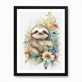 Cute Sloth Watercolor Art Print