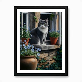 Cat On A Window Sill Art Print