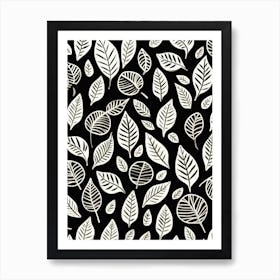 Black And White Leaves 1 Art Print