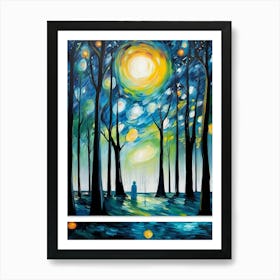 Starry Night In The Forest 3 Art Print