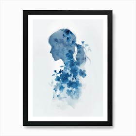 Portrait Of A Girl With Flowers Art Print