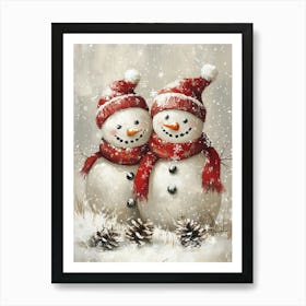 Kids Christmas Snowman Art Print