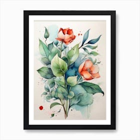 Watercolor Of Flowers 2 Art Print