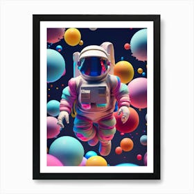 Spaceman With Bubbles Art Print