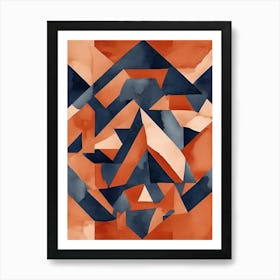 Geometric Terracotta Navy No Art Print 1 Art Print