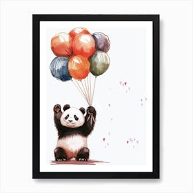 Giant Panda Holding Balloons Storybook Illustration 3 Poster