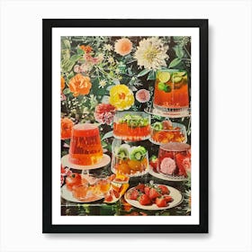 Fruity Jelly Dessert Retro Collage Art Print