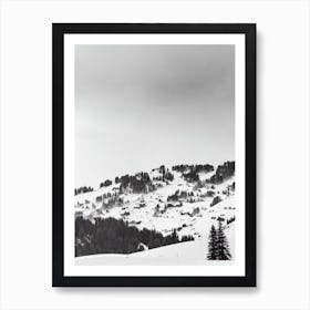 Engelberg, Switzerland Black And White Skiing Poster Art Print