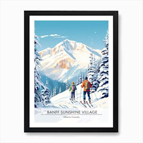 Banff Sunshine Village   Alberta Canada, Ski Resort Poster Illustration 0 Art Print