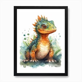 Saurophaganax Cute Dinosaur Watercolour 4 Art Print