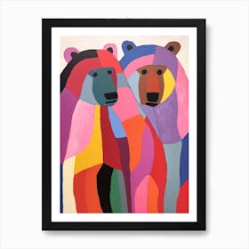 Colourful Kids Animal Art Grizzly Bear 2 Art Print