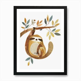 Charming Nursery Kids Animals Sloth 4 Art Print