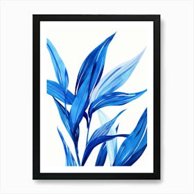 Abstract Blue Leaves Art Print