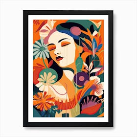 Bloom Body Woman Portrait Orange Tones 13 Art Print