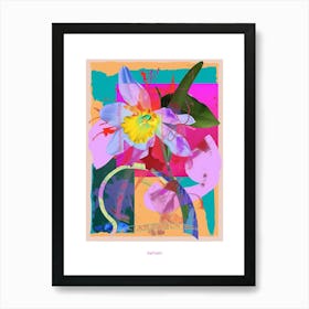 Daffodil 2 Neon Flower Collage Poster Art Print
