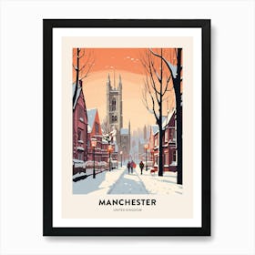 Vintage Winter Travel Poster Manchester United Kingdom 7 Art Print