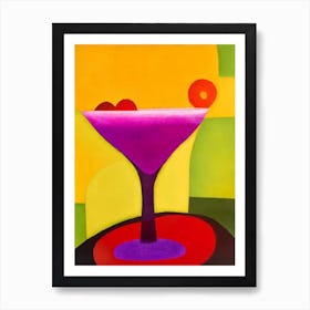 Frozen Strawberry Margarita Paul Klee Inspired Abstract 2 Cocktail Poster Art Print