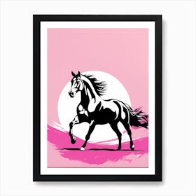 horse On Solid pin Background, modern animal art, 1 Art Print