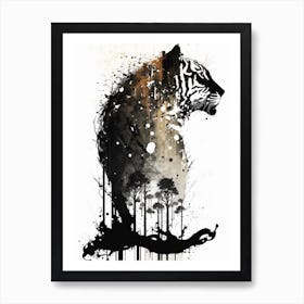Tiger In The Forest Ink Art Print