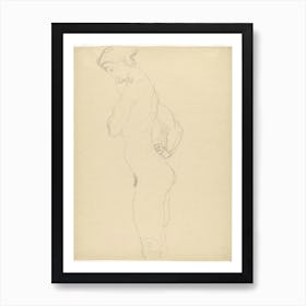 Standing Female Nude In Profile To The Left, Gustav Klimt Art Print