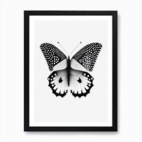 Speckled Wood Butterfly Black & White Geometric 2 Art Print