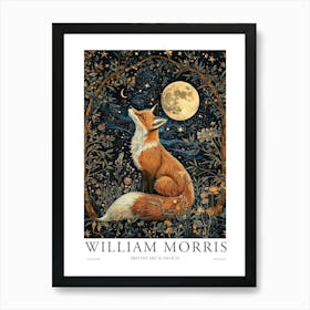 William Morris Night Fox Moon Print Morris Museum Poster Morris Exhibition Poster Painting Fox Art Print