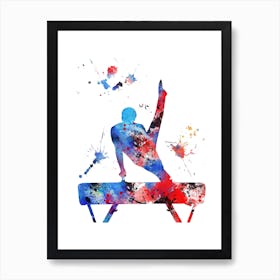 Gymnastics Horse Balance Male Watercolor Art Print