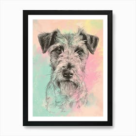 Pastel Wolfhound Rat Terrier Dog Pastel Line Illustration 3 Art Print