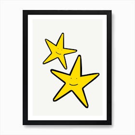 Two Yellow Stars Cute Illustration Art Print