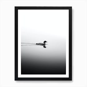 Black And White Loon On A Lake Art Print