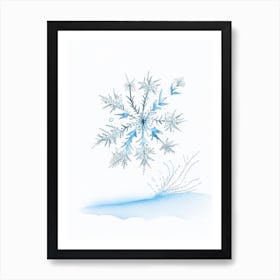 Frost, Snowflakes, Pencil Illustration 2 Art Print