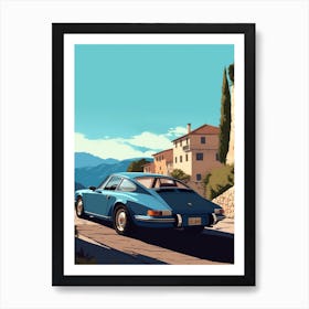 A Porsche 911 In Amalfi Coast Italy Car Illustration 4 Art Print