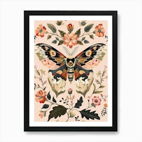 Pink Butterflies William Morris Style 7 Art Print
