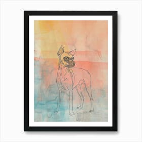 Miniature Pinscher Dog Watercolour Line Illustration Art Print