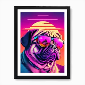 Pug Dog Sunset Art Print