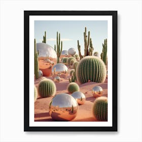 Disco Balls 3d In The Desert 0 Art Print