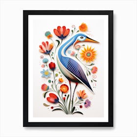 Scandinavian Bird Illustration Stork 1 Art Print