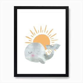 Nursery Whale And Sun Art Print