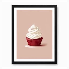 Red Velvet Cupcake Dessert Retro Minimal 1 Flower Art Print