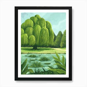 Willow Tree Garden Illustration Art Print