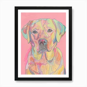 Labrador Dog Pastel Line Watercolour Illustration  2 Art Print