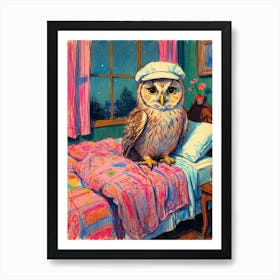 Owl In Bed Art Print