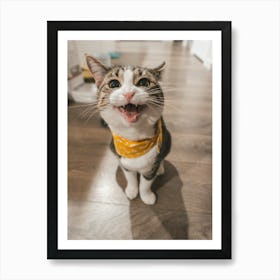 Cat With A Bandana Art Print