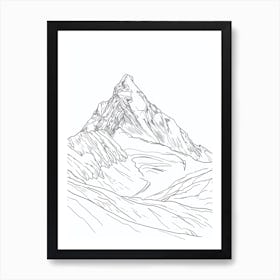 Mount Logan Canada Line Drawing 3 Art Print