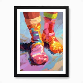 Rainbow Coloured Socks Oil Painting 4 Affiche