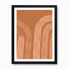 Beige Abstract Lines On Terracotta Art Print