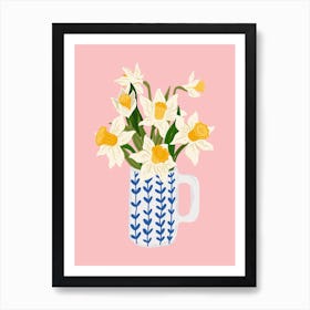 Daffodil In Greek Painted Tile Jug Art Print Art Print