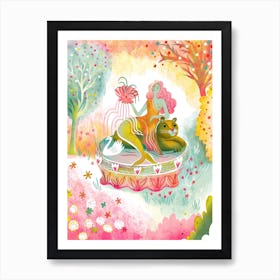 Mermaid Fountain On Tiger With Swan Art Print