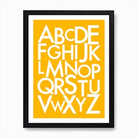 Alphabet In White on Sunshine Yellow Art Print